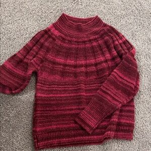 Knox Rose Burgundy and Pink Turtleneck Sweater
